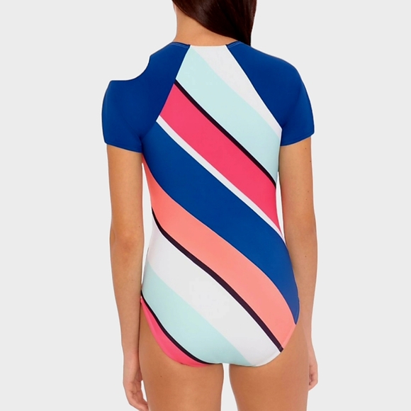 Avia Swim Short sleeve zip front Rashguard Size Medium - Picture 4 of 9